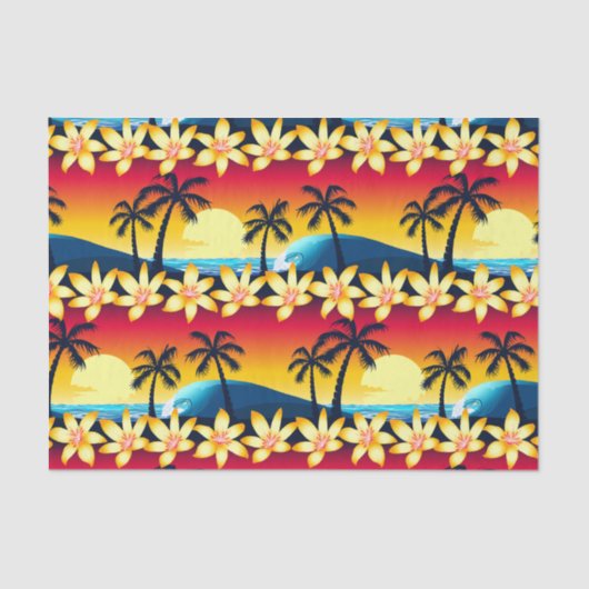 Blaue Welle bei Sonnenaufgang Seidenpapier (Vorderseite)