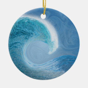 Blaue Welle Keramik Ornament