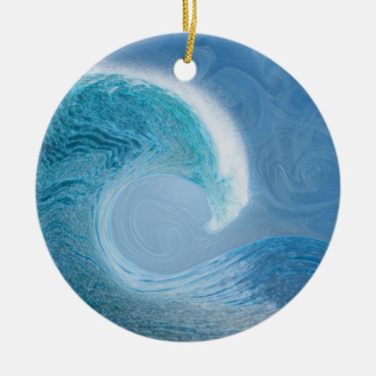Blaue Welle Keramik Ornament (Vorne)