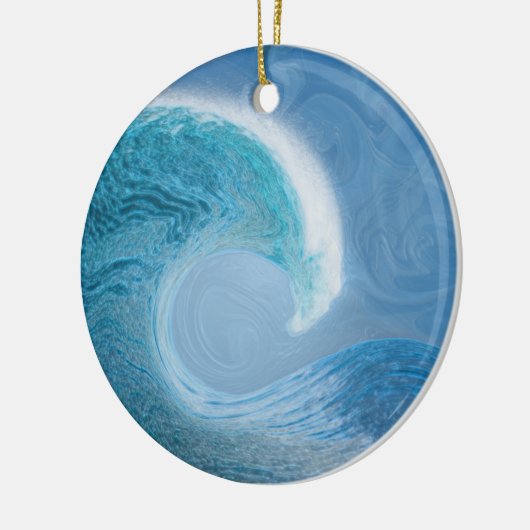 Blaue Welle Keramik Ornament (Links)