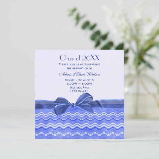 Blaue Welle mit Bogen Einladung (Stehend Vorderseite)