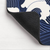 Blaue Welle mit Rotem Mond Mousepad (Ecke)