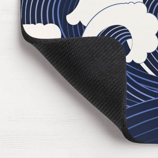 Blaue Welle mit Rotem Mond Mousepad (Ecke)