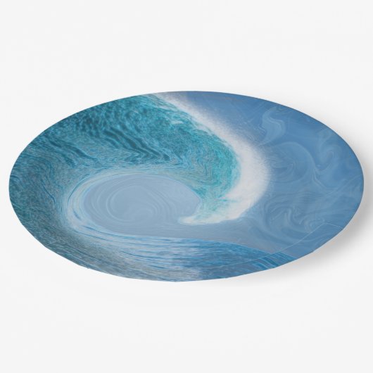 Blaue Welle Pappteller (Schrägansicht)