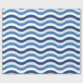 Blaue Welle Streifen Muster Geschenkpapier (Flach)