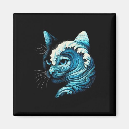 Blaue Welle von Katzen Ladys Blaue Katzen Wave für Magnet (Vorne)