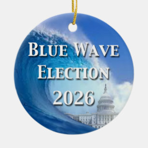 Blaue Welle Wahl 2026 Keramik Ornament