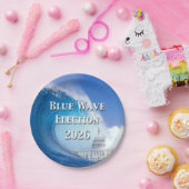 Blaue Welle Wahl 2026 Pappteller (Party)