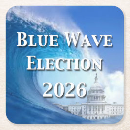 Blaue Welle Wahl 2026 Rechteckiger Pappuntersetzer