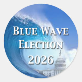 Blaue Welle Wahl 2026 Runder Aufkleber