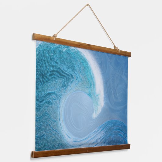 Blaue Welle Wandteppich Mit Holzrahmen (Gewinkelt)