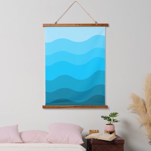 Blaue Welle Wandteppich Mit Holzrahmen (Schlafzimmer)