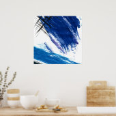 Blaue Wellen abstrakte Aquarellkunst Poster (Küche)