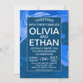 Blaue Wellen abstrakte Hochzeitsfeier Einladung (Vorderseite)
