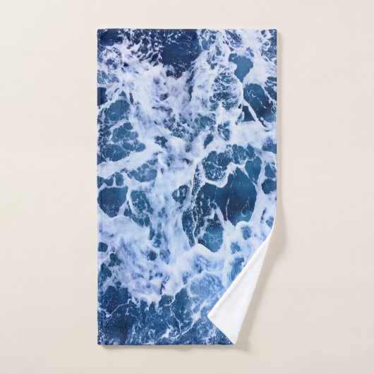 Blaue Wellen am Ozean Badhandtuch Set (Handtuch)