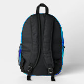 Blaue Wellen Bedruckter Rucksack (Rückseite)