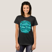Blaue Wellen Fisch Muster T-Shirt (Vorne ganz)