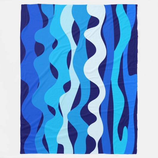 Blaue Wellen Fleecedecke (Vorderseite)