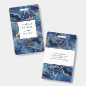 Blaue Wellen Goldmedaille Monogramm Name Ausweis (Vorder- & Rückseite)