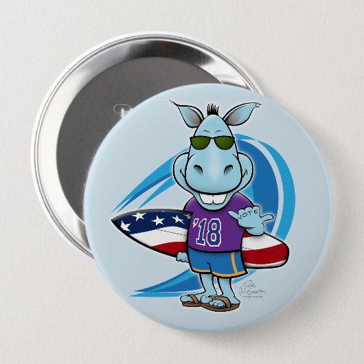 Blaue Wellen-GROSSER BLAUER Knopf Button (Vorne & Hinten)