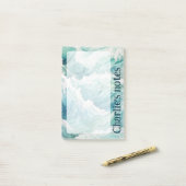 Blaue Wellen individuelle Name Post-it Klebezettel (Auf Schreibtisch)