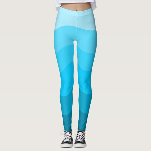 Blaue Wellen Leggings (Vorderseite)