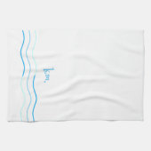 Blaue Wellen-Monogramm Geschirrtuch (Horizontal)