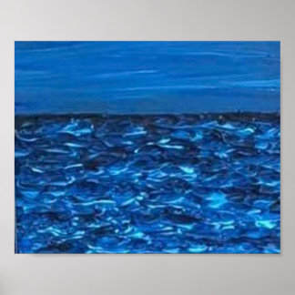 Blaue Wellen-Textur-Druck Poster
