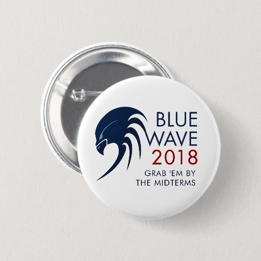 Blaue Wellen-Tsunami-Widerstand-Halbzeit-Wahl 2018 Button (Vorne & Hinten)