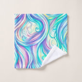 Blaue Wellen Twirbel und Wirbel Muster Badhandtuch Set (Waschlappen)