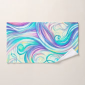 Blaue Wellen Twirbel und Wirbel Muster Badhandtuch Set (Handtuch)
