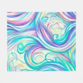 Blaue Wellen Twirbel und Wirbel Muster Fleecedecke (Vorderseite (Horizontal))