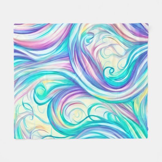 Blaue Wellen Twirbel und Wirbel Muster Fleecedecke (Vorderseite (Horizontal))