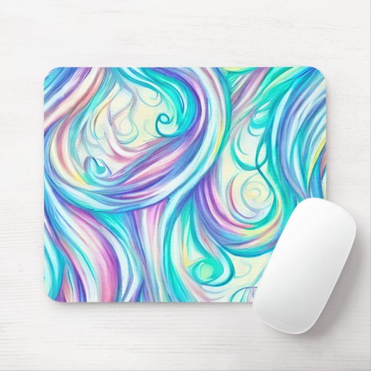 Blaue Wellen Twirbel und Wirbel Muster Mousepad (Mit Mouse)