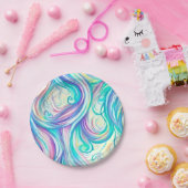 Blaue Wellen Twirbel und Wirbel Muster Pappteller (Party)