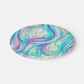 Blaue Wellen Twirbel und Wirbel Muster Pappteller (Schrägansicht)