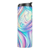 Blaue Wellen Twirbel und Wirbel Muster Thermosbecher (Nach links gedreht)