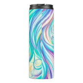 Blaue Wellen Twirbel und Wirbel Muster Thermosbecher (Rückseite)