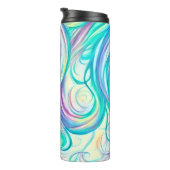 Blaue Wellen Twirbel und Wirbel Muster Thermosbecher (Nach rechts gedreht)