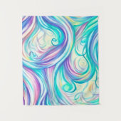 Blaue Wellen Twirbel und Wirbel Muster Wandteppich (Vorderseite)