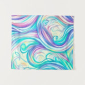 Blaue Wellen Twirbel und Wirbel Muster Wandteppich (Vorderseite (Horizontal))