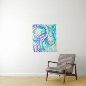 Blaue Wellen Twirbel und Wirbel Muster Wandteppich (Beispiel)
