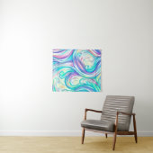 Blaue Wellen Twirbel und Wirbel Muster Wandteppich (Beispiel (Horizontal))