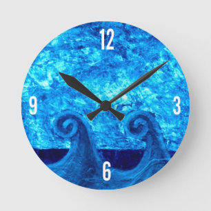 Blaue Wellen-Uhr Runde Wanduhr
