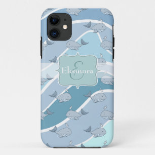 Blaue Wellen, Wal-nahtloses Muster Case-Mate iPhone Hülle
