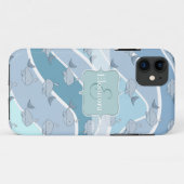 Blaue Wellen, Wal-nahtloses Muster Case-Mate iPhone Hülle (Rückseite (Horizontal))