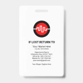 Blaue Wellenbrecher-Druckvorlage Ausweis (Rückseite)