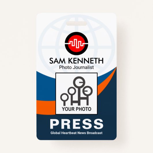 Blaue Wellenbrecher-Druckvorlage Ausweis (Vorderseite)