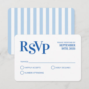 Blaue Wellencabana-Streifen Hochzeits-Antwortkarte RSVP Karte