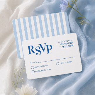 Blaue Wellencabana-Streifen Hochzeits-Antwortkarte RSVP Karte